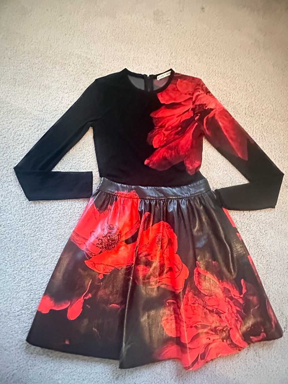 ALICE + OLIVIA CHARA VEGAN MINI DRESS  SIZE 0